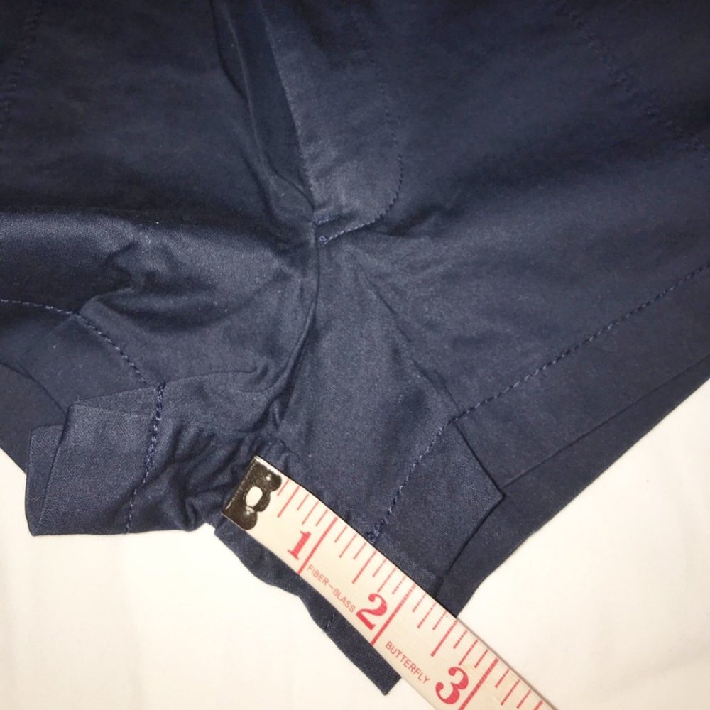 NWT ABERCROMBIE & FITCH Cotton Chino Tailored Shorts Navy Blue Size 25 - Picture 3 of 4